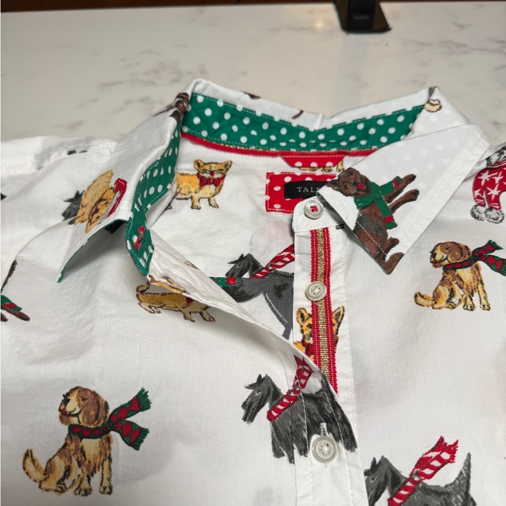 Talbots MODERN CLASSIC SHIRT - DOGS OF CHRISTMAS Size Large - never worn - Picture 6 of 9